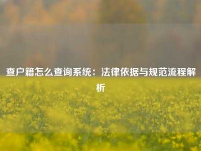 查户籍怎么查询系统：法律依据与规范流程解析