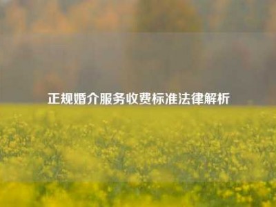 正规婚介服务收费标准法律解析