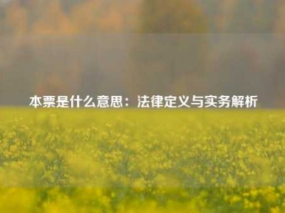 本票是什么意思：法律定义与实务解析