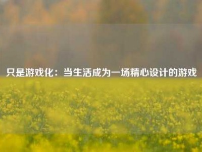 只是游戏化：当生活成为一场精心设计的游戏