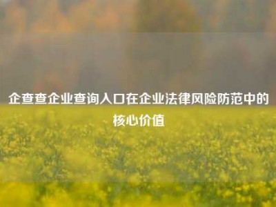 企查查企业查询入口在企业法律风险防范中的核心价值