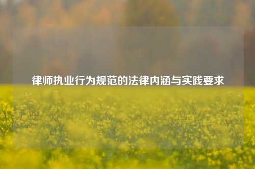 律师执业行为规范的法律内涵与实践要求