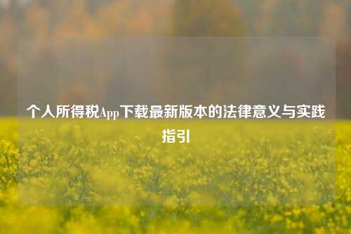 个人所得税App下载最新版本的法律意义与实践指引