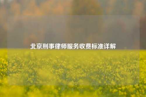 北京刑事律师服务收费标准详解
