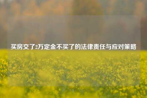 买房交了2万定金不买了的法律责任与应对策略