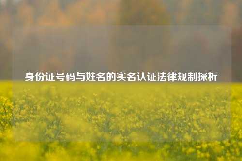 身份证号码与姓名的实名认证法律规制探析