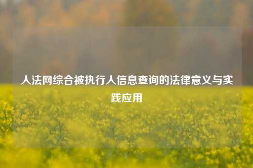 人法网综合被执行人信息查询的法律意义与实践应用