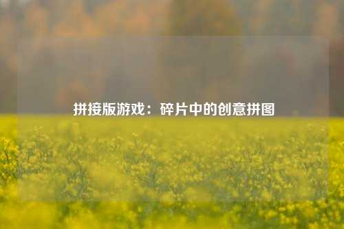  拼接版游戏：碎片中的创意拼图
